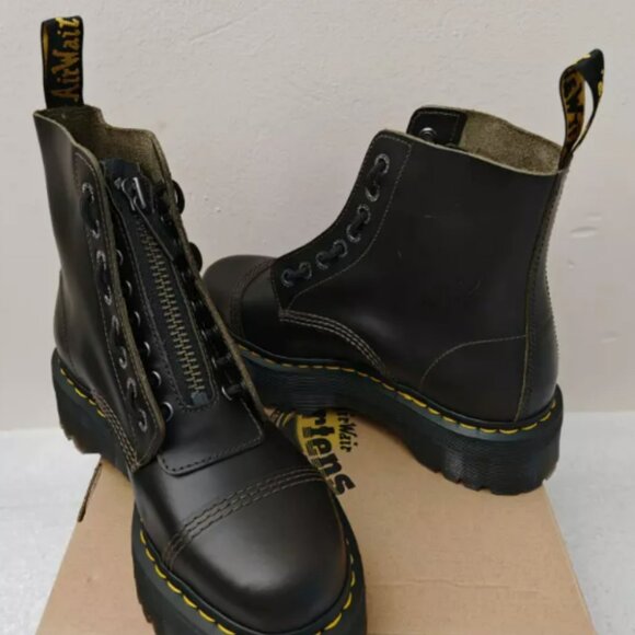 Dark Taupe - DR. MARTENS SINCLAIR ZIP UP ORLEANS LEATHER PLATFORM BOOTS MSRP$280 - Picture 13 of 16